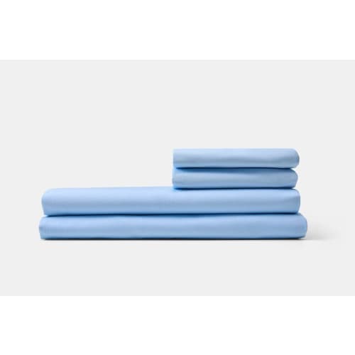 Thomaston T180 Blend 50 Cotton/50 Polyester, Full XL Fitted Sheet, 54x80, Light Blue
